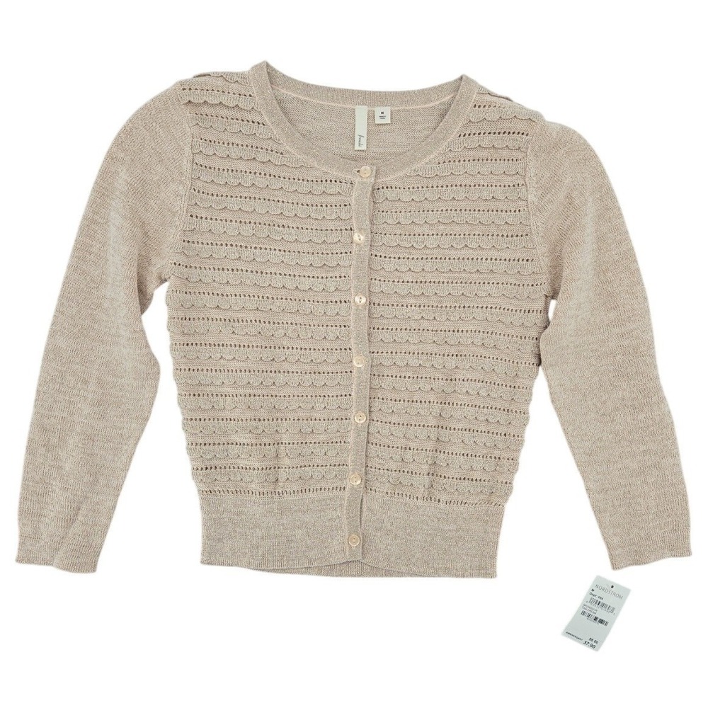 Frenchi Button Front‎ Cardigan Girls Medium NWT Glittery Threads Throughout